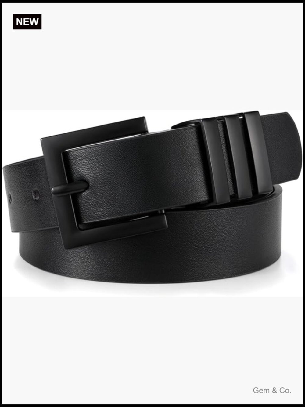 Plus Size PU Leather Belt with Square Gold Buckle and Metal Rings - Faux